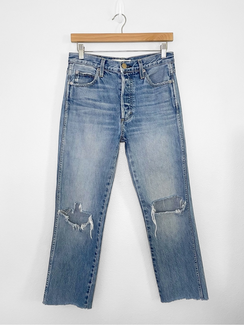 AMO Loverboy Jean Slouchy High Rise Distressed Denim Ripped Knee The One 26